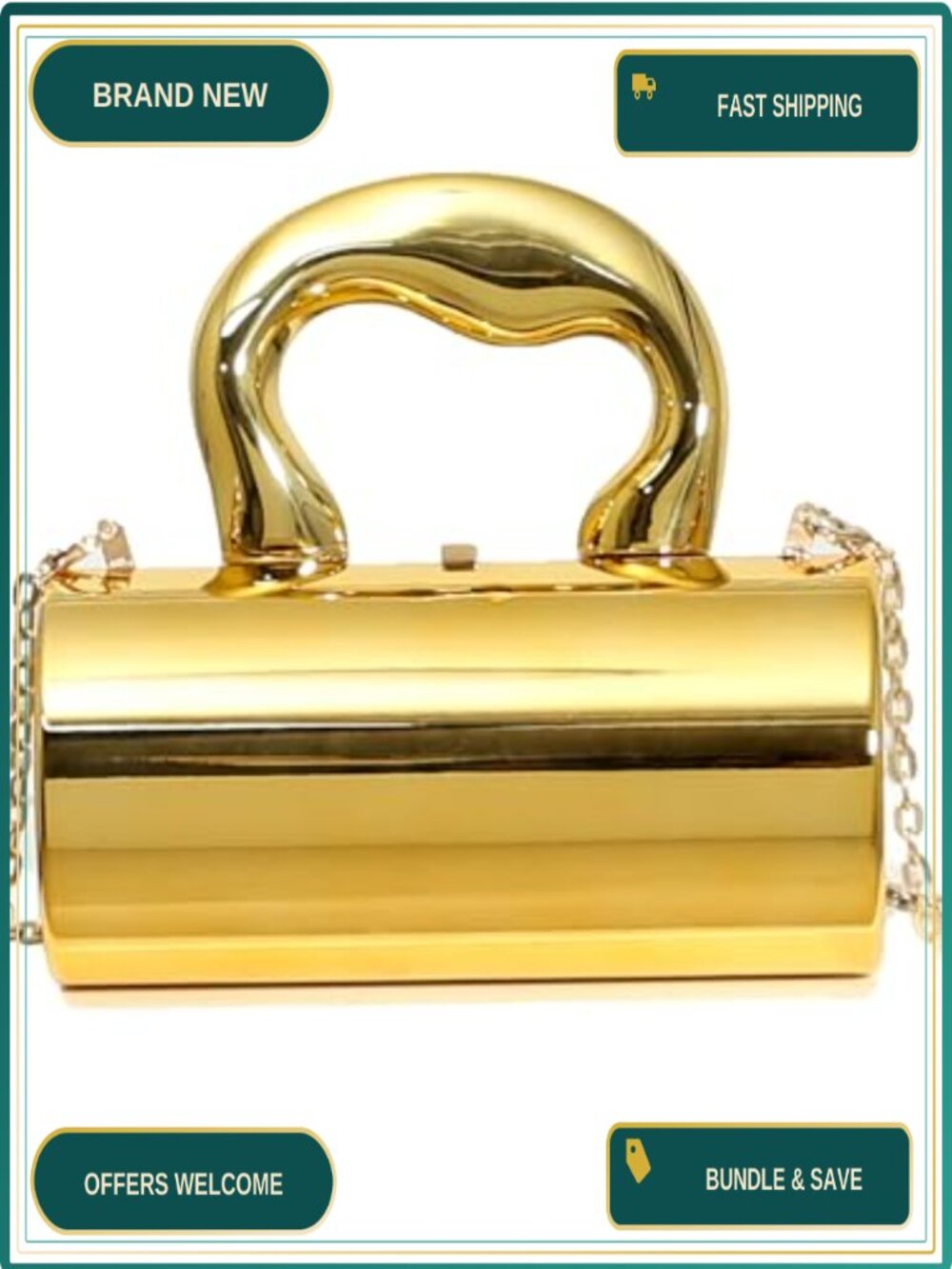 Acrylic Evening Clutch with Detachable Chain for Women's Parties